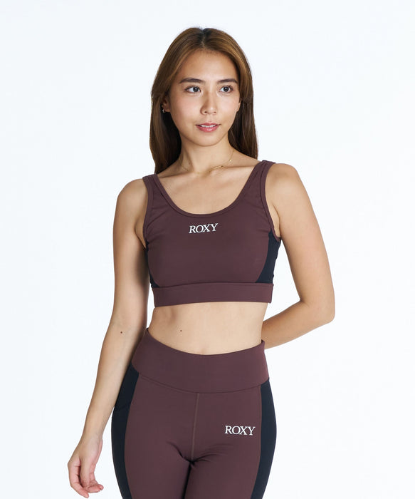 ROXY FITNESS EARTHY CRISP BRA 配色リブ切替ブラトップ /速乾/UVカット/水陸両用/ハイサポート【2026年秋冬モデル】