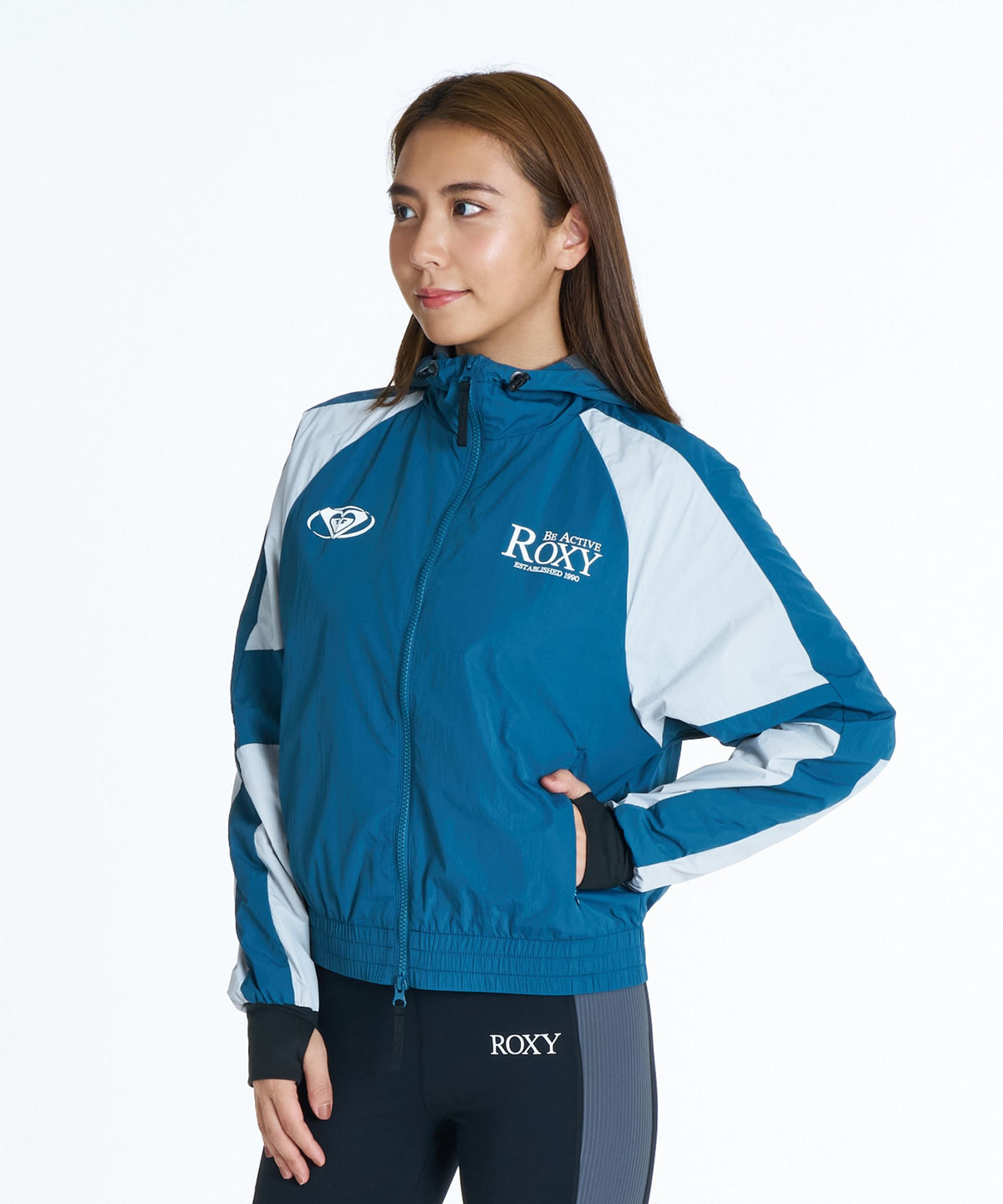 ROXY FITNESS EARTHY CRISP JACKET 配色ダブルジップフーディー