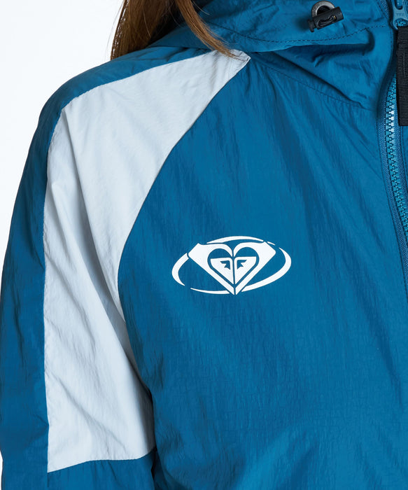 ROXY FITNESS EARTHY CRISP JACKET 撞色雙拉鍊連帽帽T 外套 /防潑水 【2026年秋冬款】