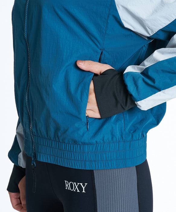 ROXY FITNESS EARTHY CRISP JACKET 撞色雙拉鍊連帽帽T 外套 /防潑水 【2026年秋冬款】