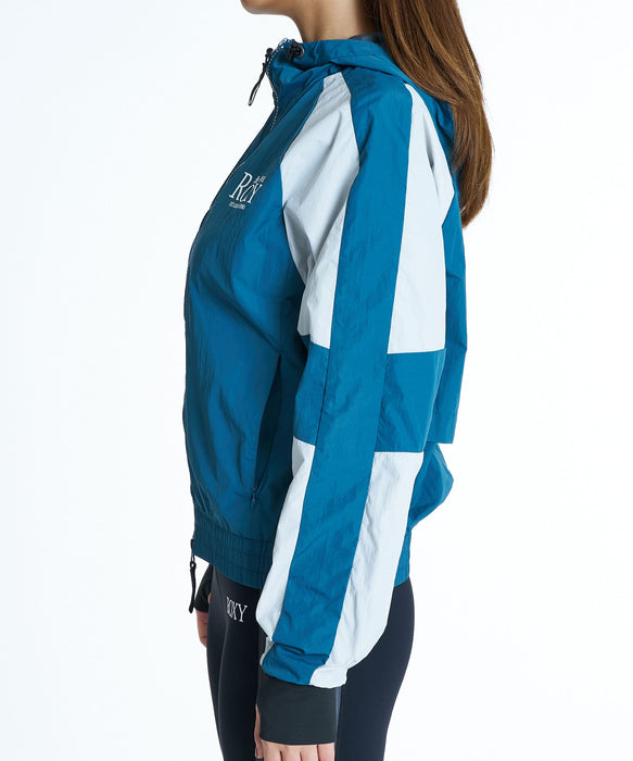 ROXY FITNESS EARTHY CRISP JACKET 撞色雙拉鍊連帽帽T 外套 /防潑水 【2026年秋冬款】