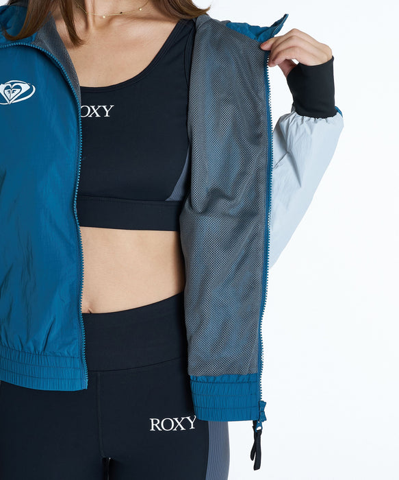 ROXY FITNESS EARTHY CRISP JACKET 撞色雙拉鍊連帽帽T 外套 /防潑水 【2026年秋冬款】