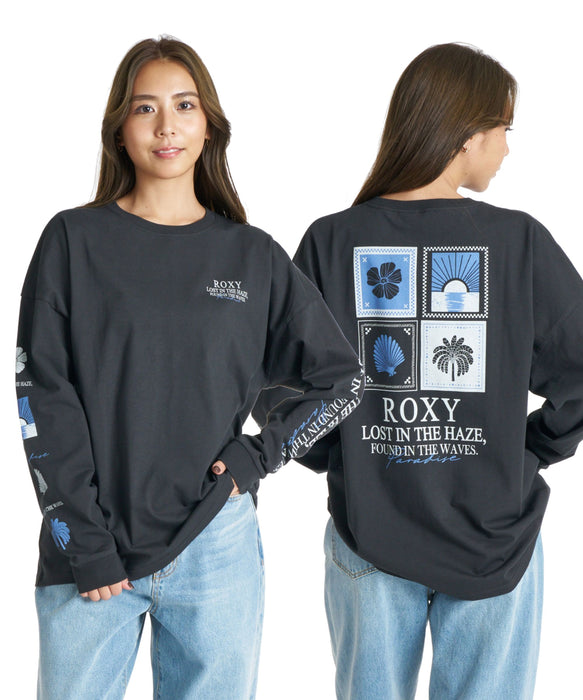 ROXY HAZE & WAVES 袖プリント機能性Tシャツ 長袖 ロンT /抗菌防臭 【2026年秋冬モデル】