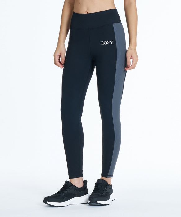 ROXY FITNESS EARTHY CRISP LEGGINGS 配色リブ切替レギンス /速乾/UVカット/水陸両用 【2026年秋冬モデル】