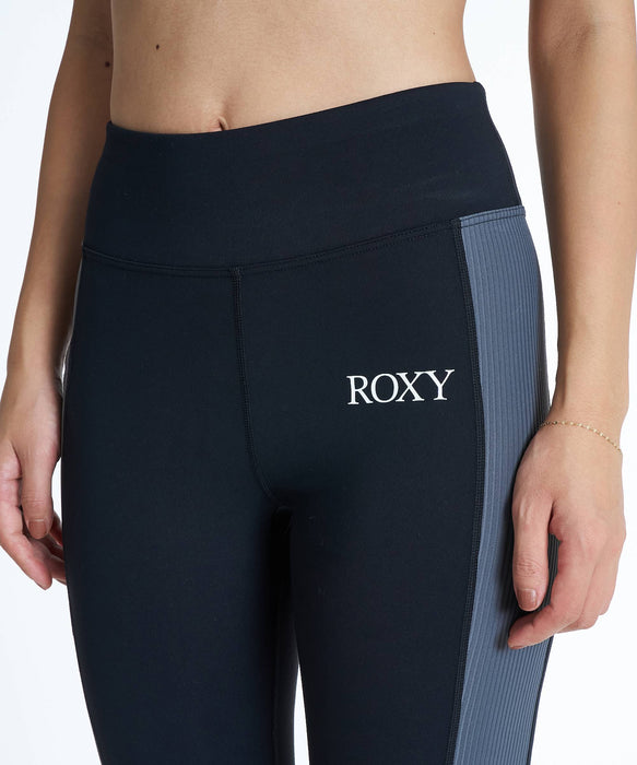 ROXY FITNESS EARTHY CRISP LEGGINGS 配色リブ切替レギンス /速乾/UVカット/水陸両用 【2026年秋冬モデル】