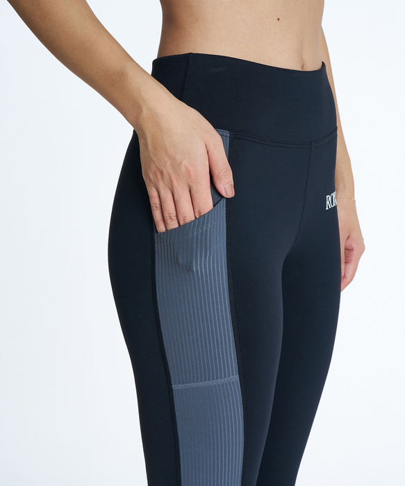 ROXY FITNESS EARTHY CRISP LEGGINGS 配色リブ切替レギンス /速乾/UVカット/水陸両用 【2026年秋冬モデル】