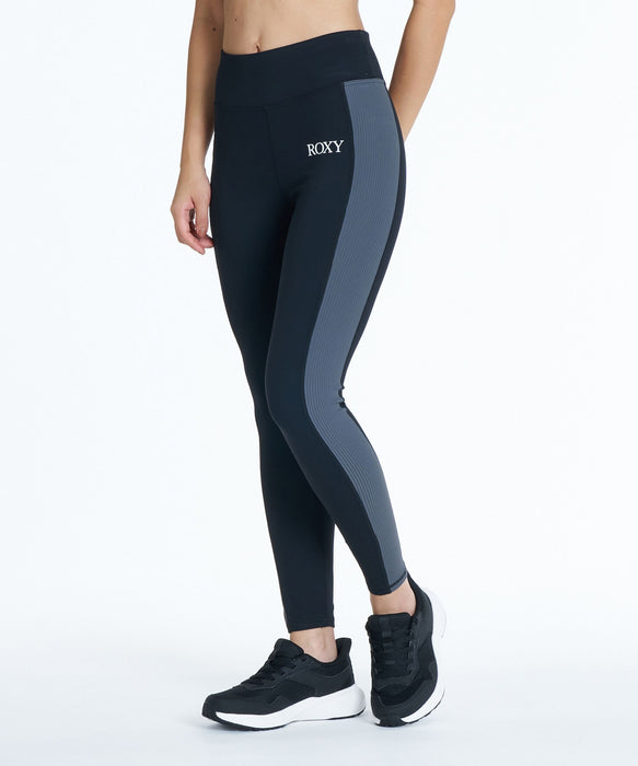 ROXY FITNESS EARTHY CRISP LEGGINGS 配色リブ切替レギンス /速乾/UVカット/水陸両用 【2026年秋冬モデル】