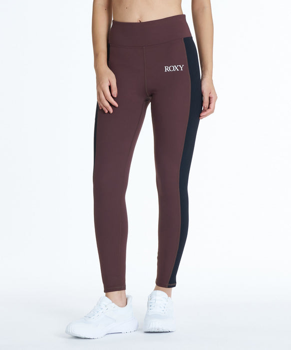 ROXY FITNESS EARTHY CRISP LEGGINGS 配色リブ切替レギンス /速乾/UVカット/水陸両用 【2026年秋冬モデル】