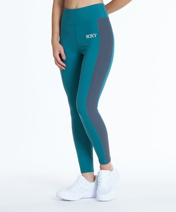 ROXY FITNESS EARTHY CRISP LEGGINGS 配色リブ切替レギンス /速乾/UVカット/水陸両用 【2026年秋冬モデル】