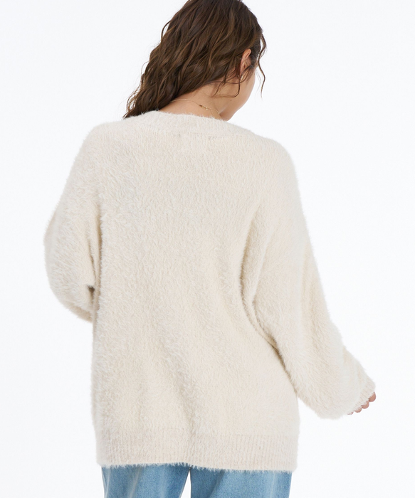 ROXY SHAG HEART Vネックシャギーカーディガン 【2026年秋冬モデル】