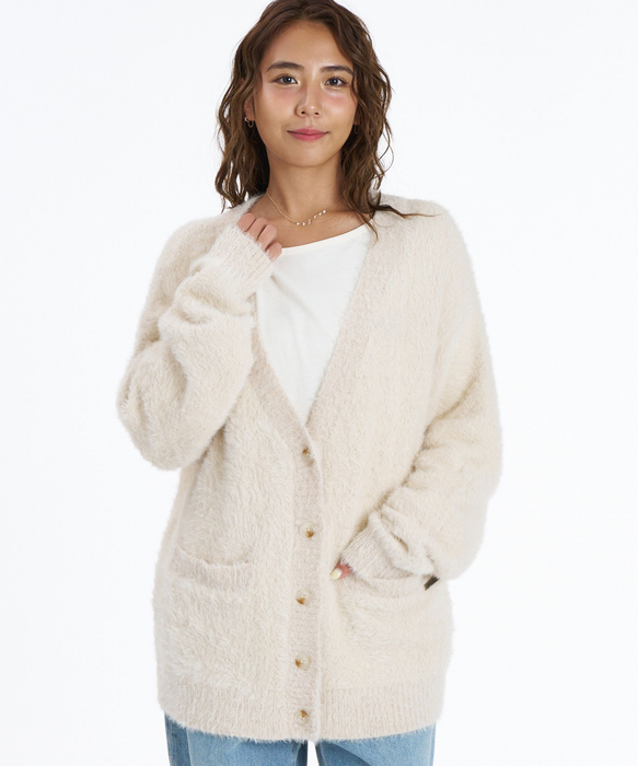 ROXY SHAG HEART Vネックシャギーカーディガン 【2026年秋冬モデル】