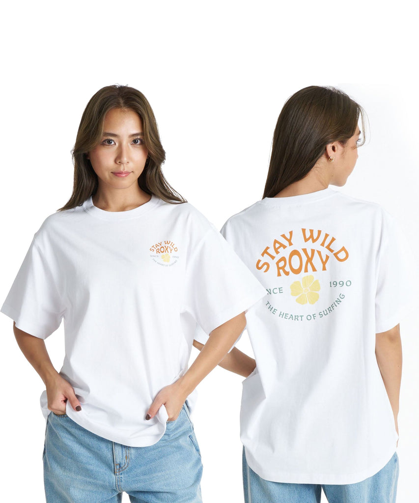 りょうこ様ホワイト38シャツ ROXY STAY WILD S/S TEE レトロプリントTシャツ 半袖 /抗菌防臭 【2026