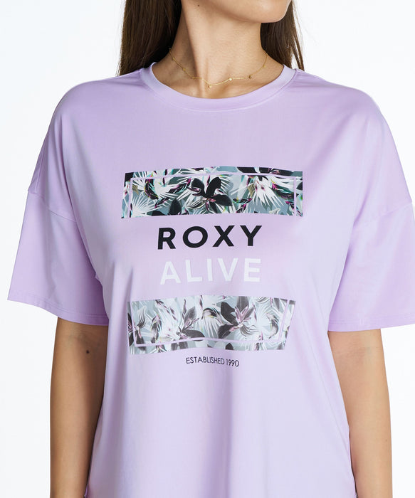 ROXY FITNESS FEEL FREE S/S TEE 後長前短圖像T恤 /速乾/抗UV/水陸兩用 【2026年秋冬款】