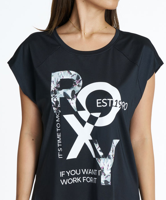 ROXY FITNESS FEEL FREE RAGLAN S/S TEE ラグランチュニックTシャツ /速乾/UVカット/水陸両用 【2026年秋冬モデル】