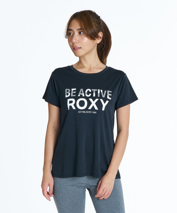 ROXY FITNESS BE ACTIVE S/S TEE 箔MIXプリントTシャツ /速乾/UVカット/水陸両用 【2026年秋冬モデル】