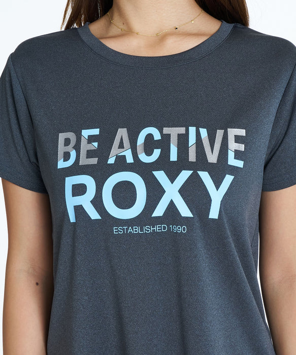 ROXY FITNESS BE ACTIVE S/S TEE 箔MIXプリントTシャツ /速乾/UVカット/水陸両用 【2026年秋冬モデル】