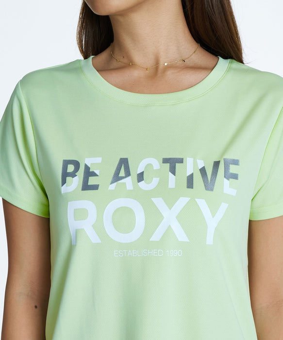 ROXY FITNESS BE ACTIVE S/S TEE 箔MIXプリントTシャツ /速乾/UVカット/水陸両用 【2026年秋冬モデル】