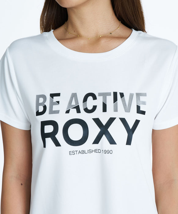 ROXY FITNESS BE ACTIVE S/S TEE 箔MIXプリントTシャツ /速乾/UVカット/水陸両用 【2026年秋冬モデル】