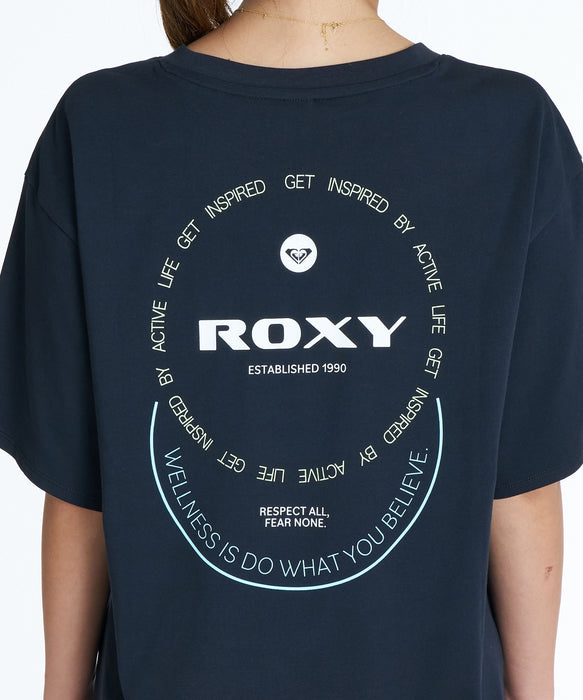 ROXY FITNESS KEEP IT GOING S/S TEE ラインメッセージロゴTシャツ /速乾/UVカット 【2026年秋冬モデル】