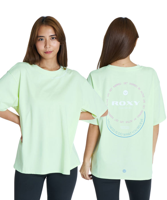 ROXY FITNESS KEEP IT GOING S/S TEE ラインメッセージロゴTシャツ /速乾/UVカット 【2026年秋冬モデル】