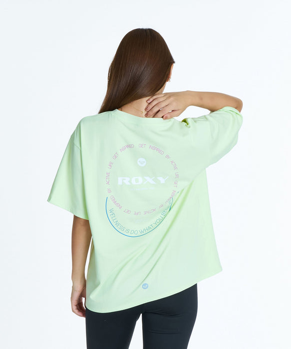 ROXY FITNESS KEEP IT GOING S/S TEE ラインメッセージロゴTシャツ /速乾/UVカット 【2026年秋冬モデル】