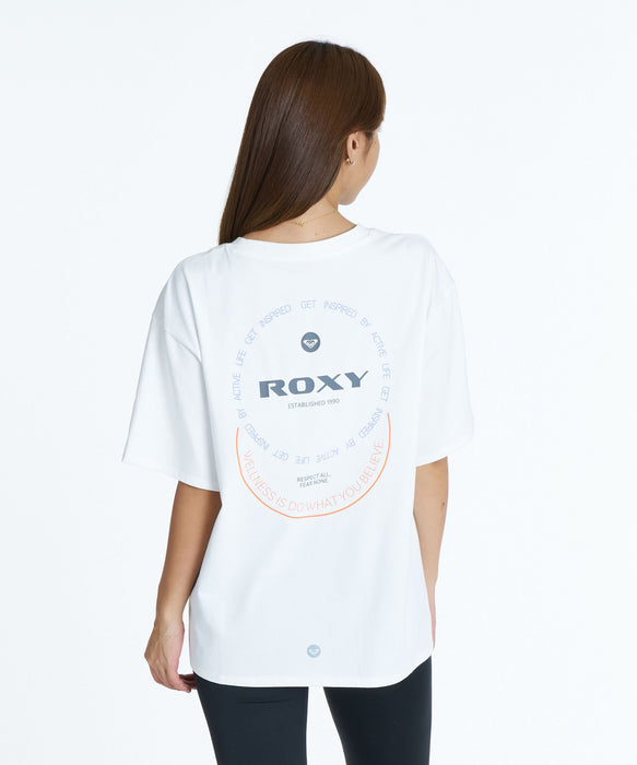 ROXY FITNESS KEEP IT GOING S/S TEE ラインメッセージロゴTシャツ /速乾/UVカット 【2026年秋冬モデル】