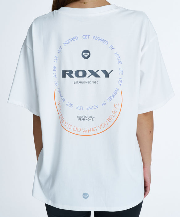 ROXY FITNESS KEEP IT GOING S/S TEE ラインメッセージロゴTシャツ /速乾/UVカット 【2026年秋冬モデル】