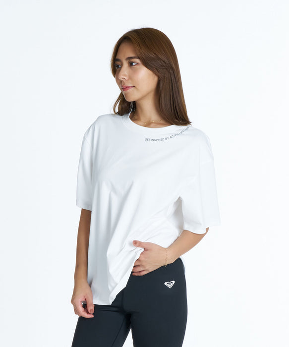 ROXY FITNESS KEEP IT GOING S/S TEE ラインメッセージロゴTシャツ /速乾/UVカット 【2026年秋冬モデル】