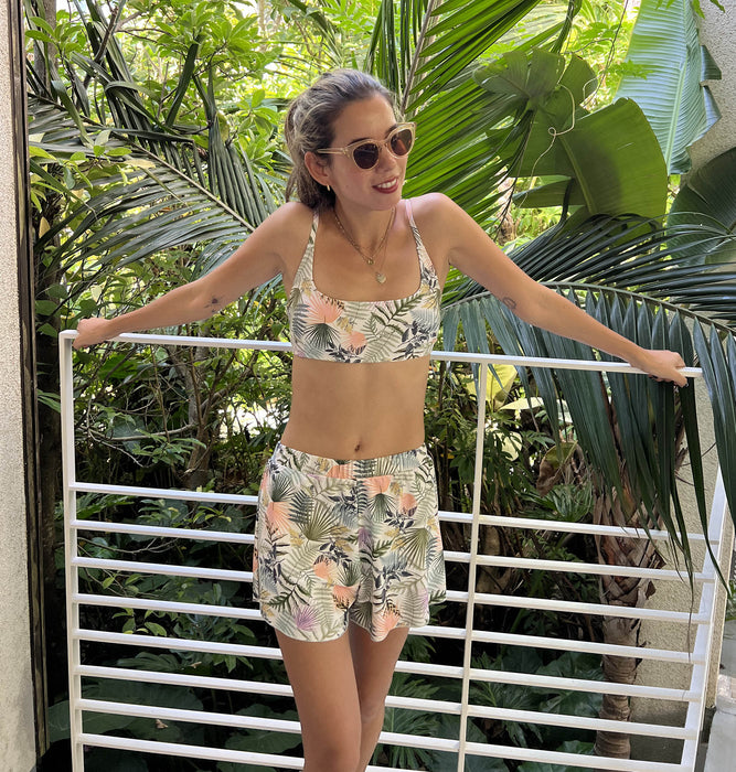 【OUTLET】Roxy SIMPLY BOTANICA ウィメンズ 水着 ビキニセット Tシャツ キュロット型ボトムス