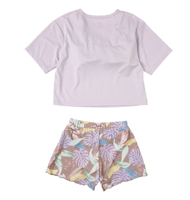 【OUTLET】Roxy キッズ MINI ON THE BEACH ラッシュTシャツ付き 水着 3点セット (100-150cm)