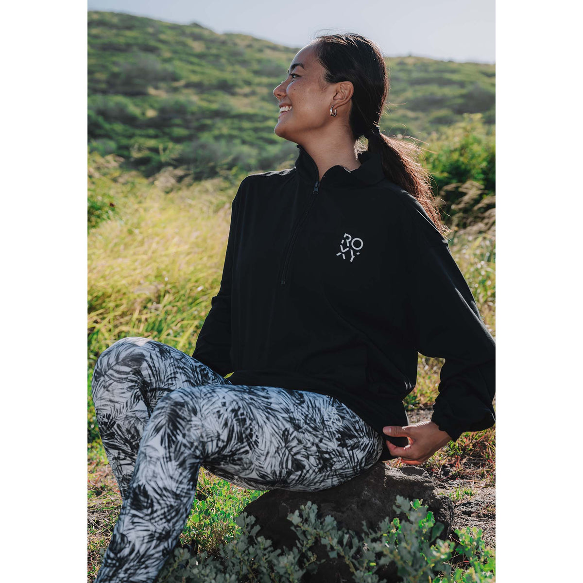 OUTLET】Roxy 速乾 UVカット ハーフジップ フリース FEELING COZY 裏起毛